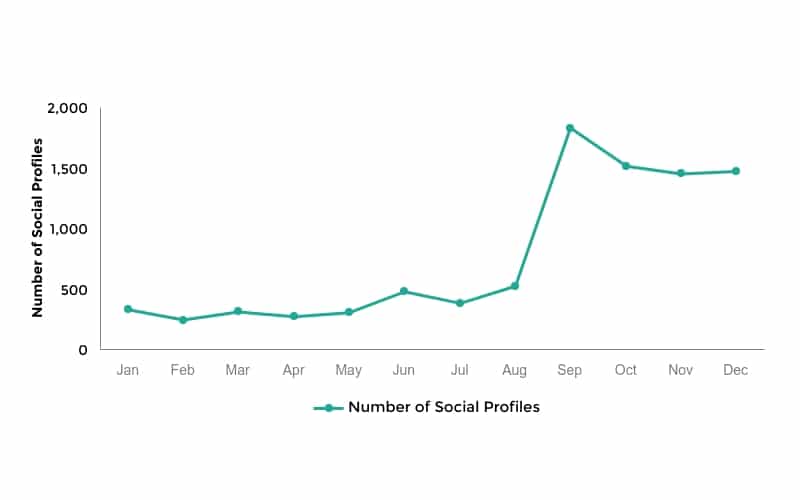 Social Champ Annual Review 2019 in Spotlight 7 Number of social profiles