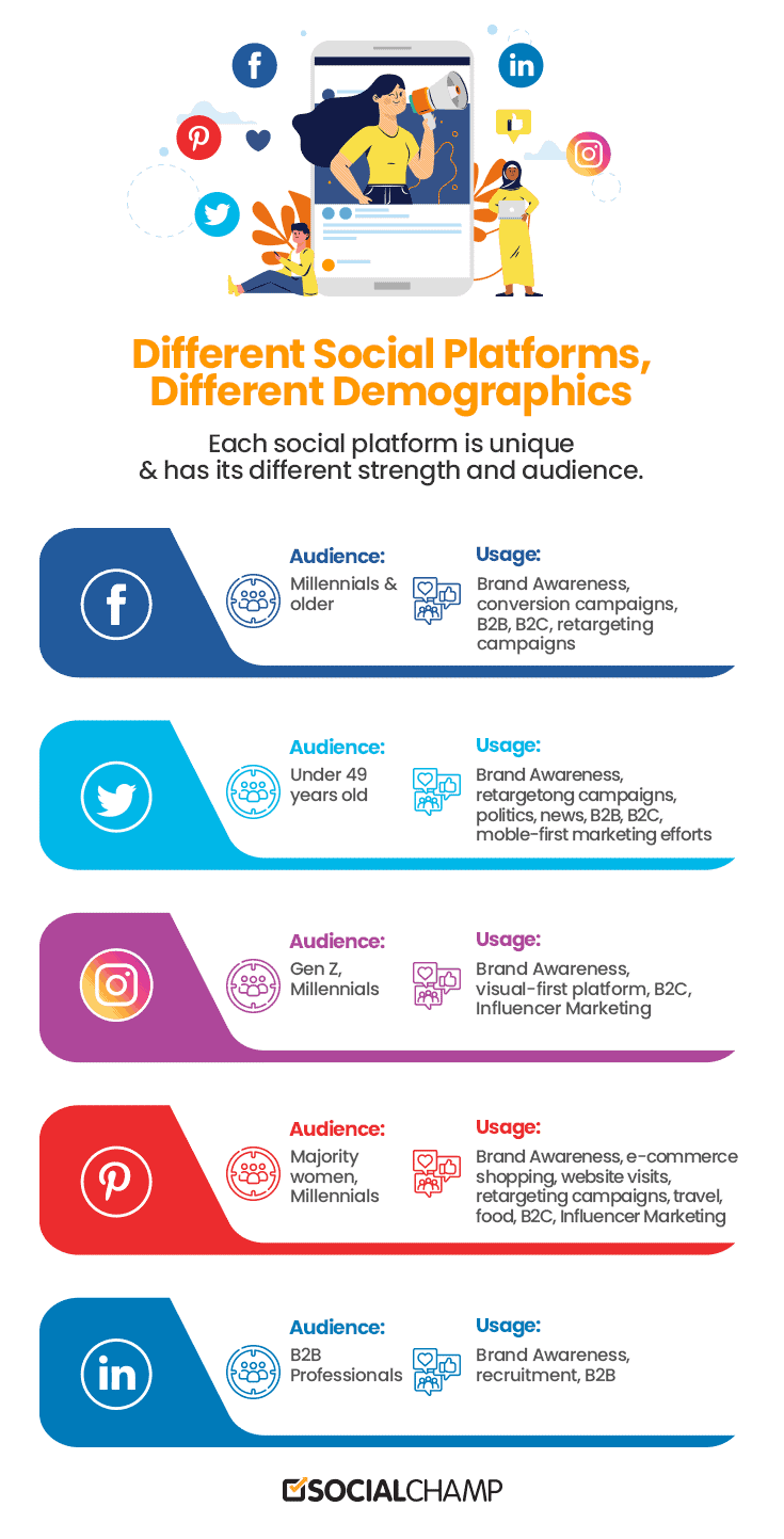 The Infographic Showing the Different Demographics of Different Social Platforms