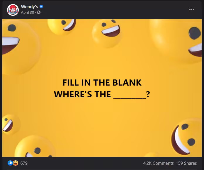 40 Interactive Facebook Post Ideas to Fuel Your Campaigns 5 wendys