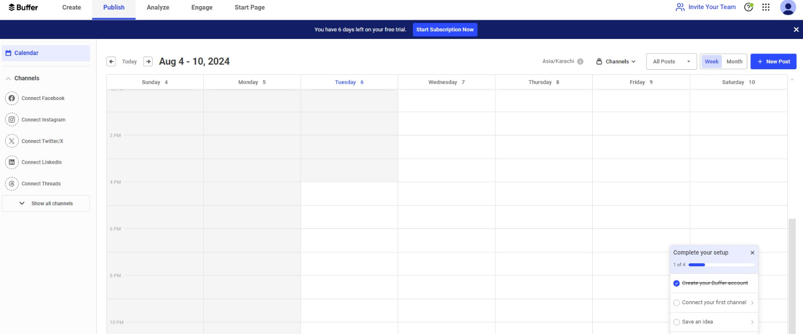 10+ Effective Social Media Automation Tools, Pricing, and Benefits 11 Buffer's dashboard