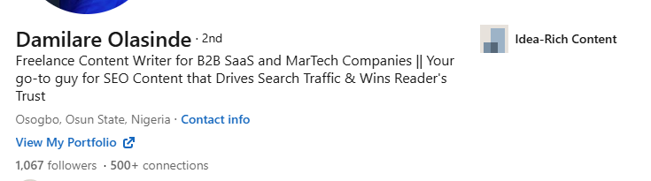 Example of a LinkedIn Headline