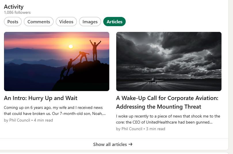 Example of LinkedIn Articles