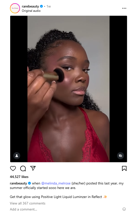 Example of an Instagram UGC Post Shared by Brand