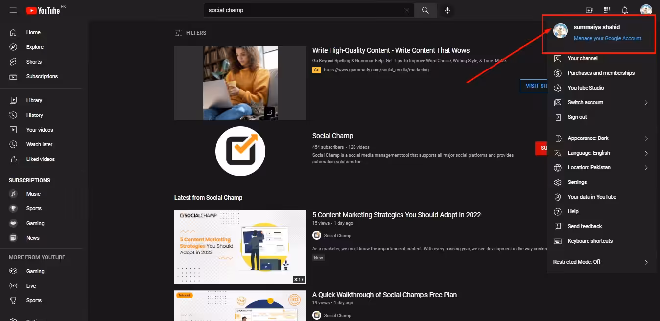 Manage YouTube Channels