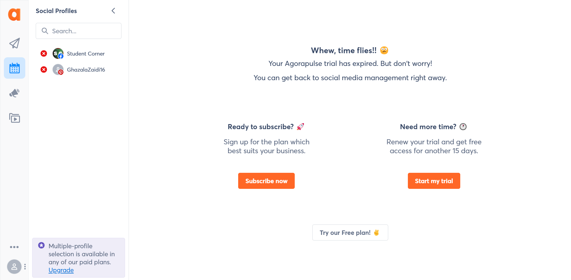 Agorapulse’s Dashboard