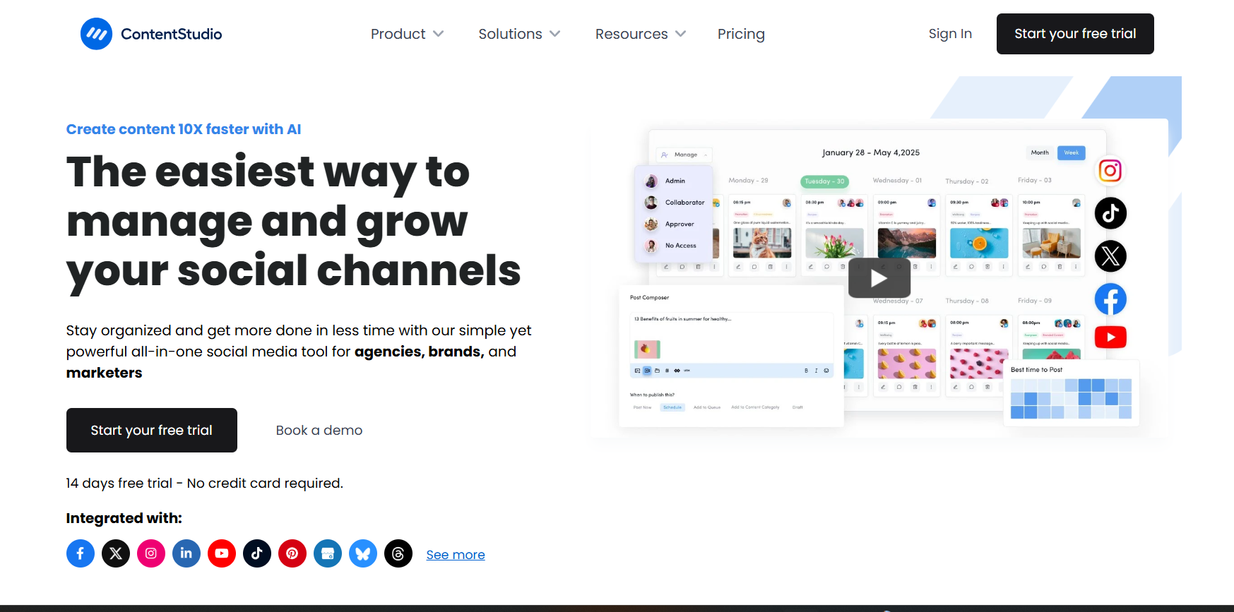 ContentStudio’s Landing Page