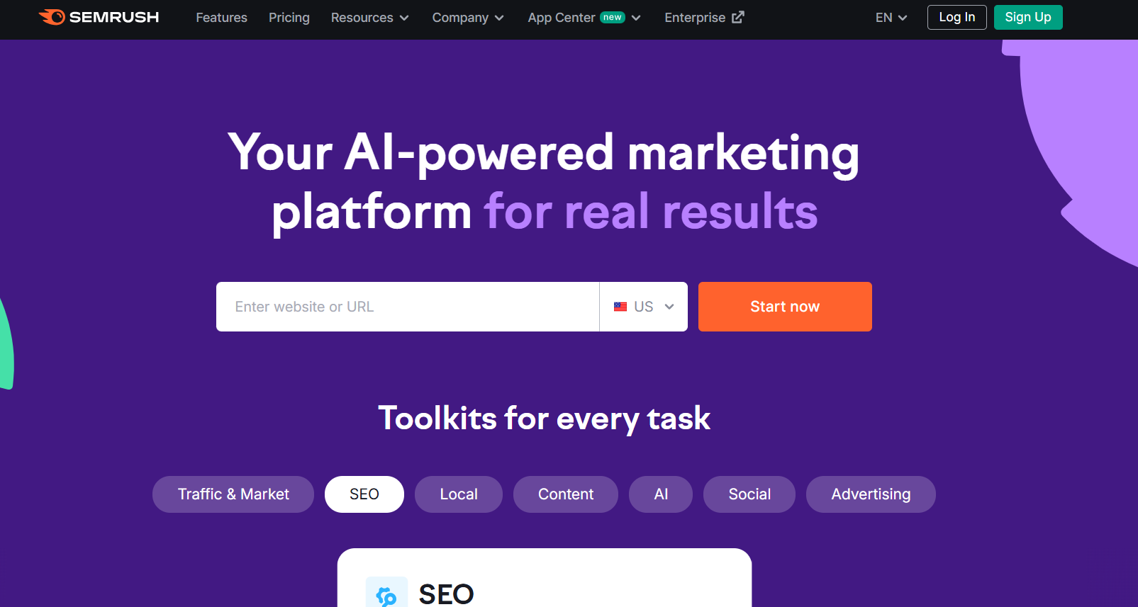SEMrush Landing Page