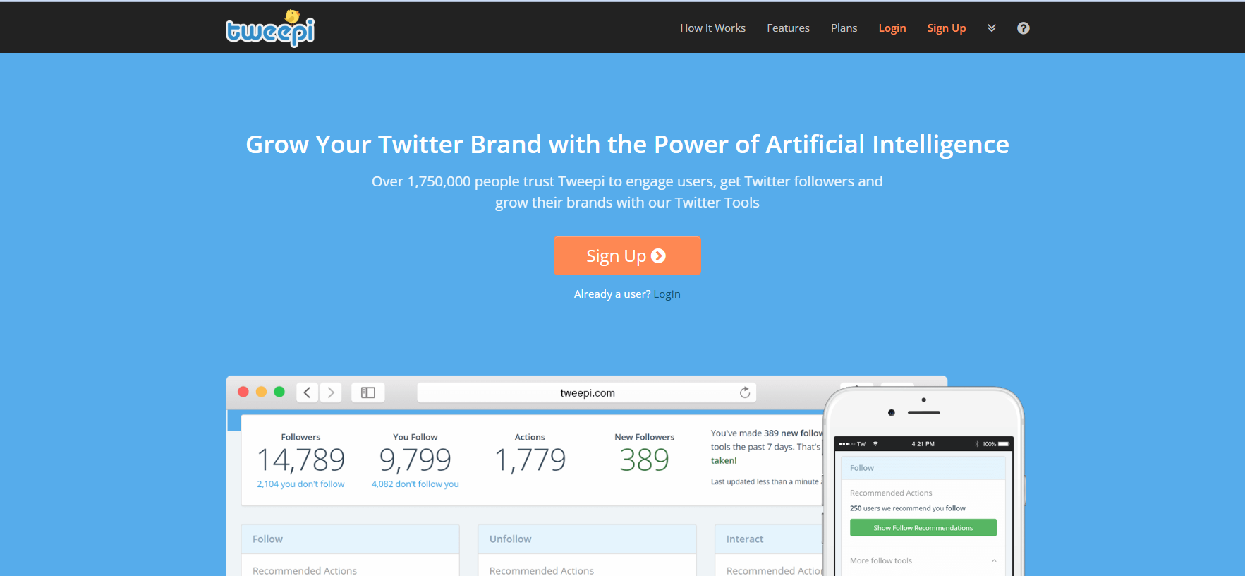 Tweepi’s Landing Page