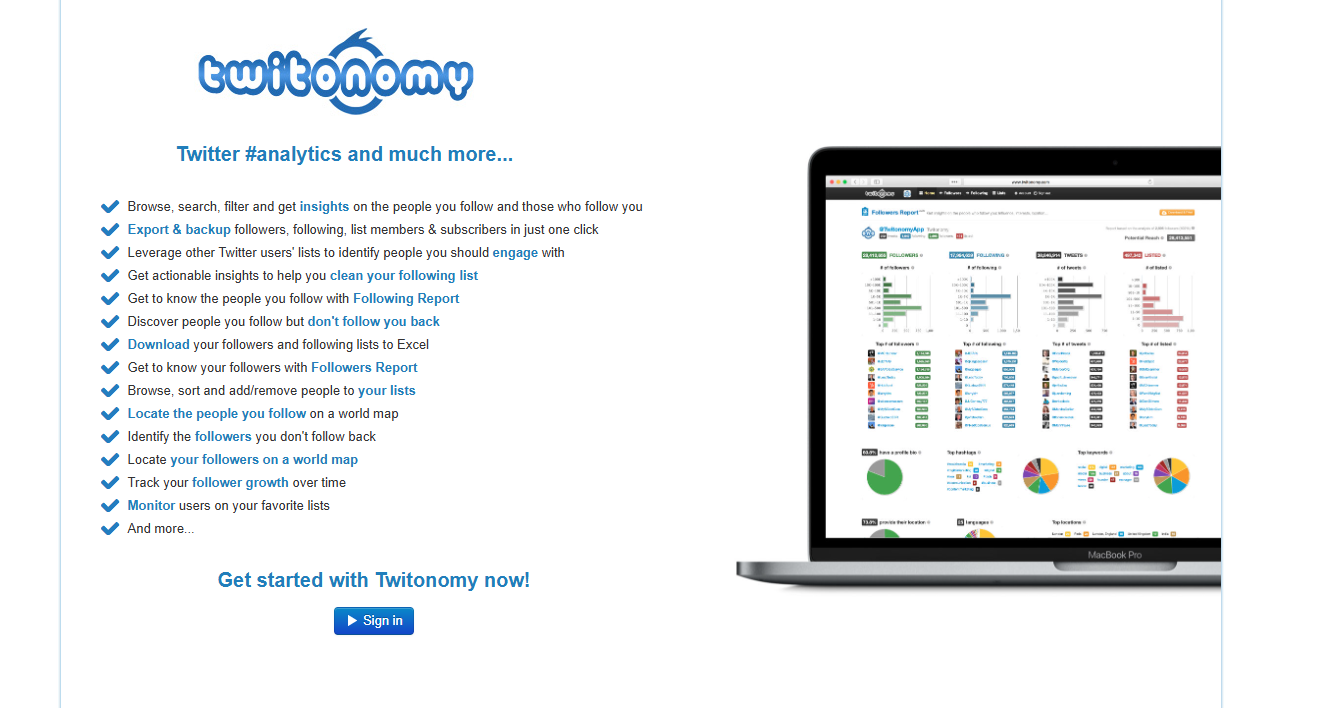 Twitonomy’s Landing Page
