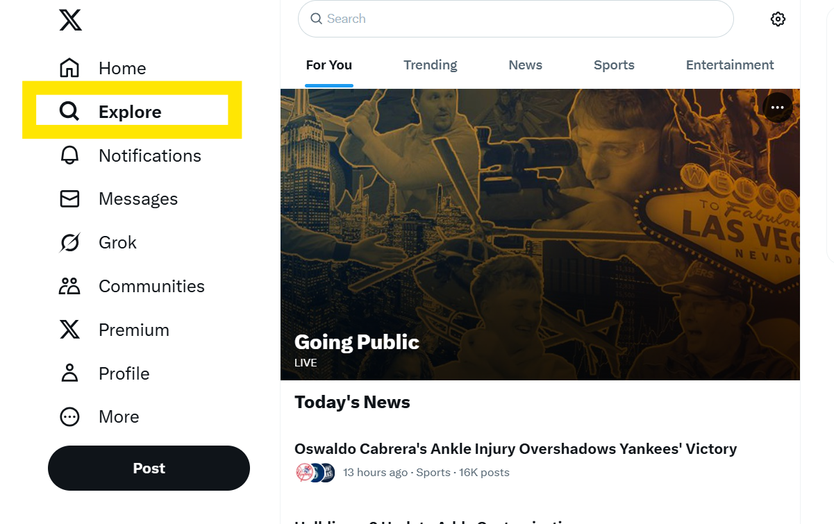 twitter explore tab