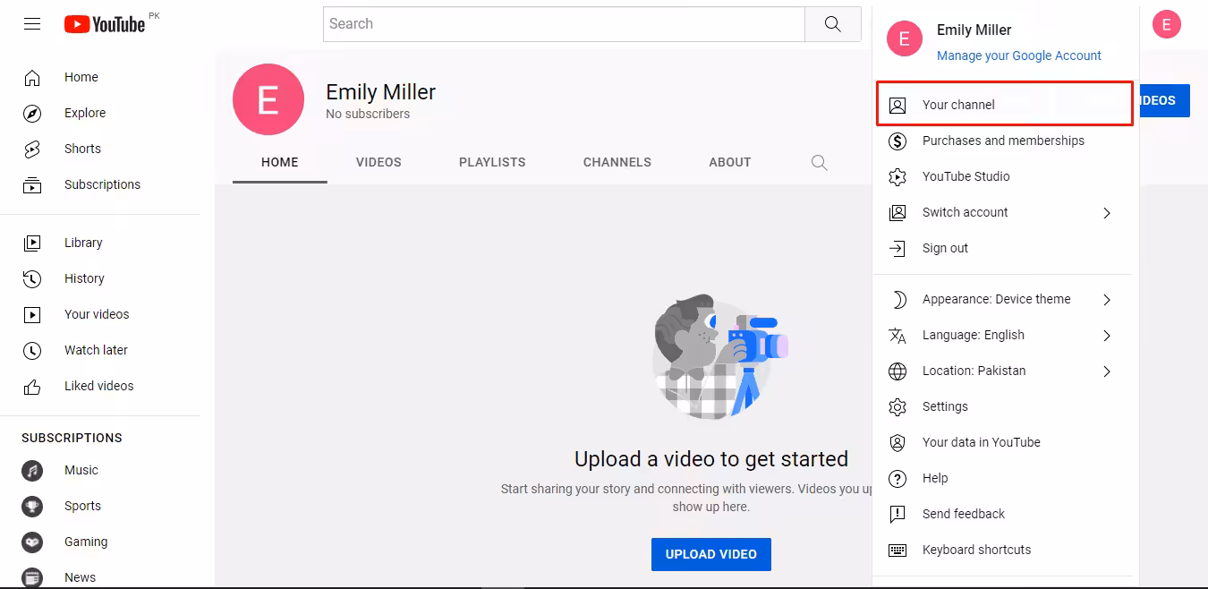 Create YouTube account step 5