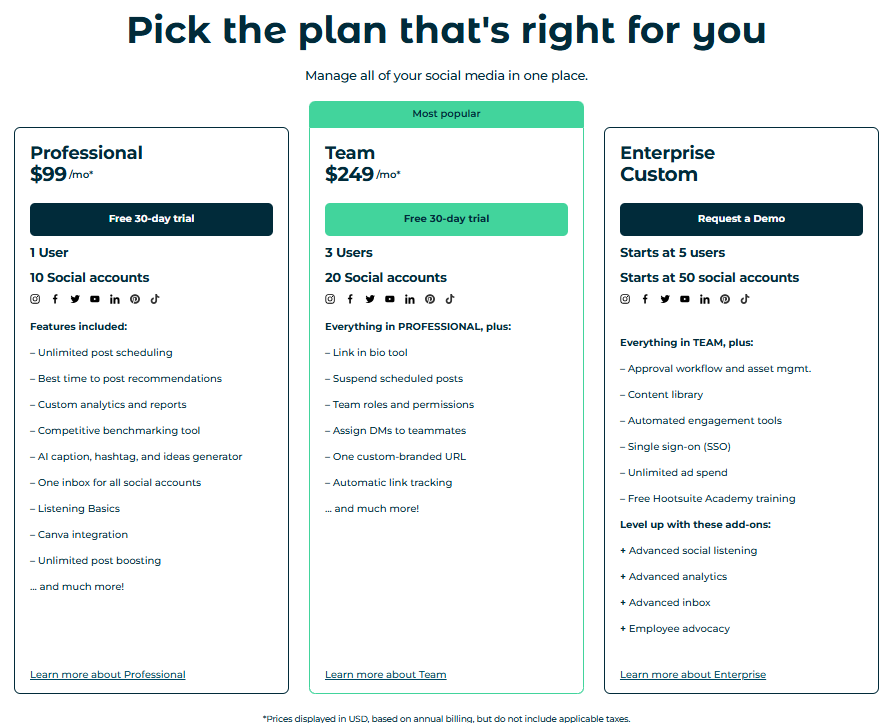 Hootsuite's Latest Pricing Plan
