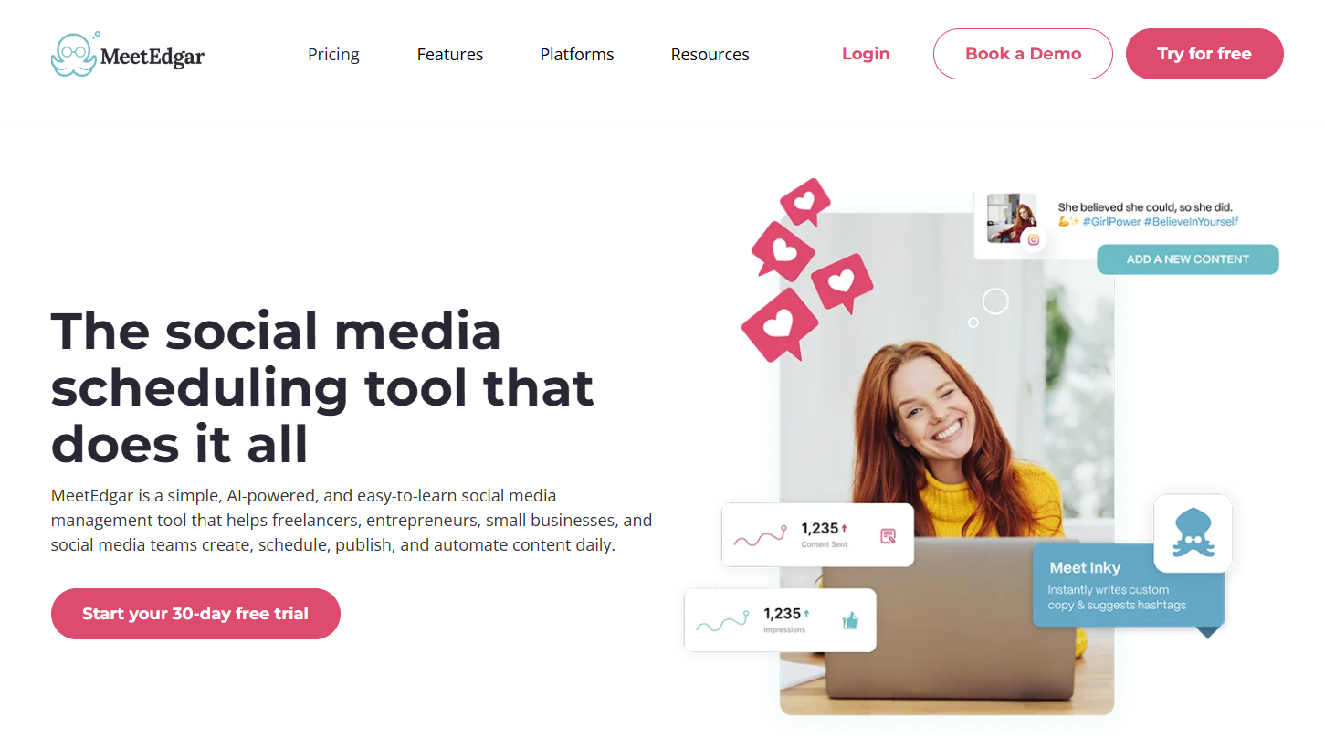 MeetEdgar's Landing Page