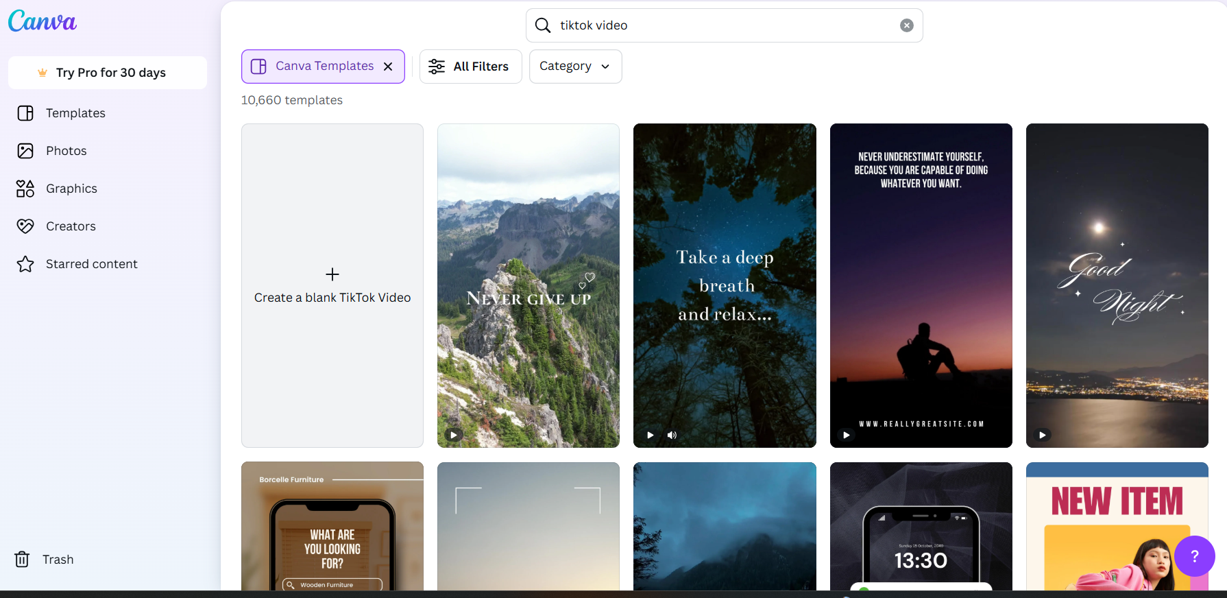 Canva’s Dashboard
