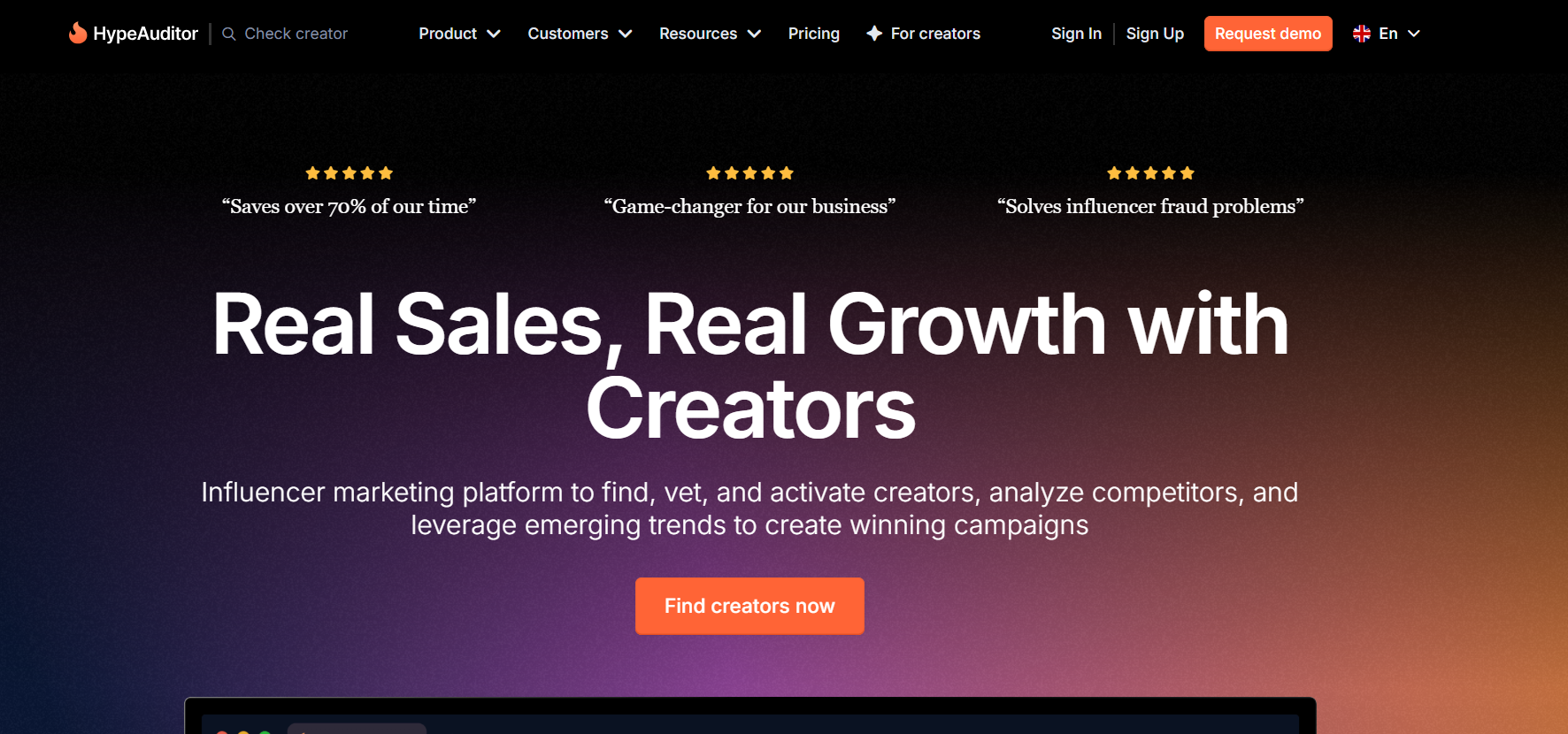 HypeAuditor’s Landing Page