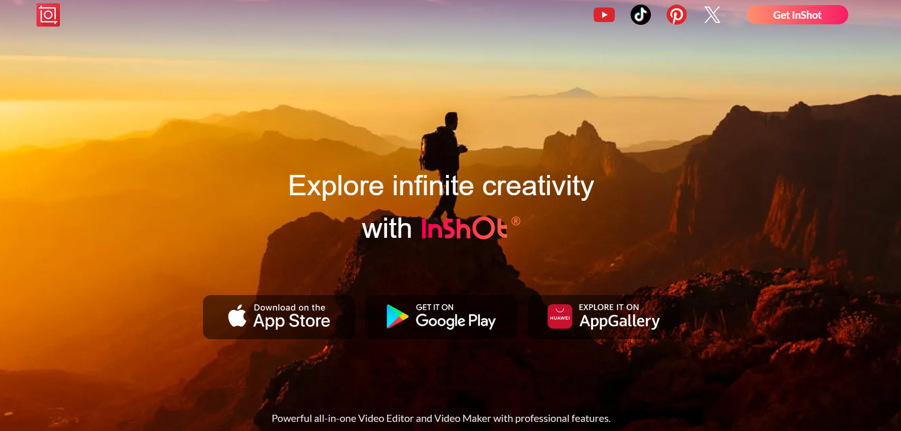 InShot’s Landing Page
