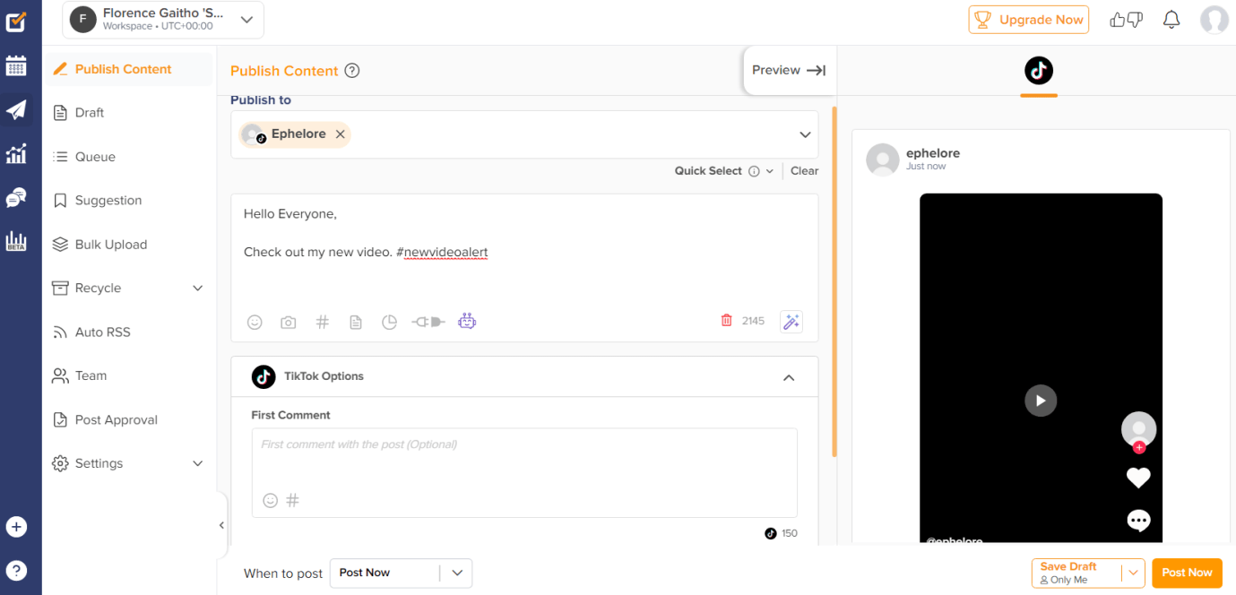 Social Champ’s Publishing Dashboard