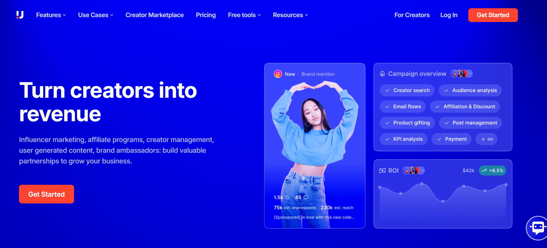 Upfluence’s Landing Page