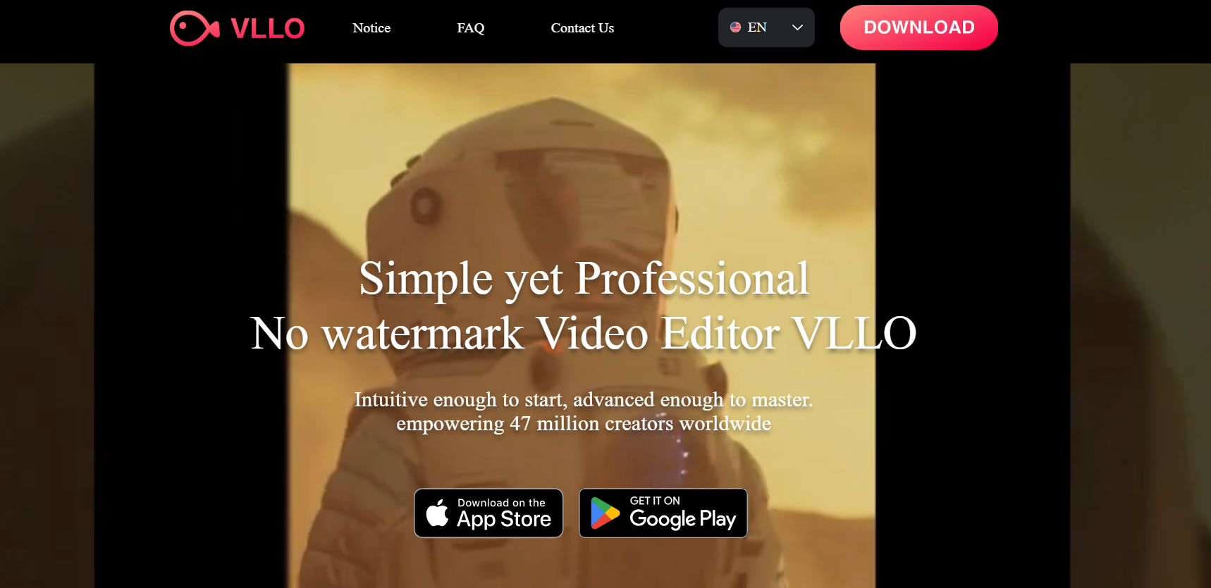 VLLO’s Landing Page