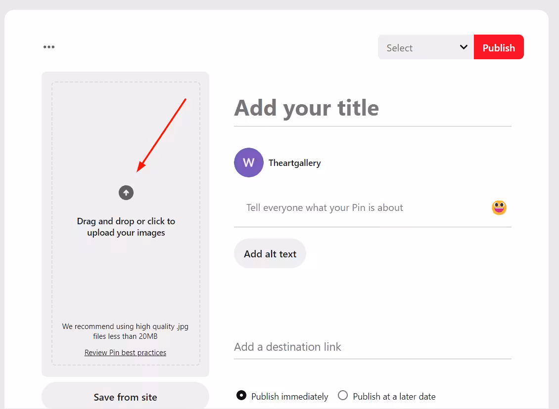 Drag and drop or click the ‘Arrow Icon’ to upload the image. 