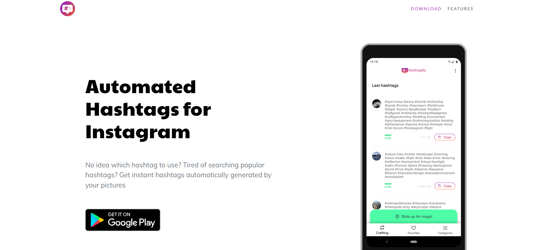 Hashtagify’s Landing Page