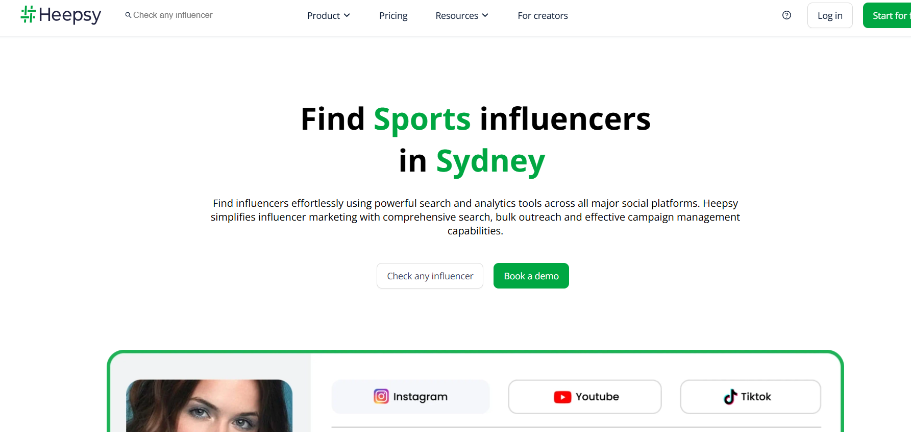 Heepsy’s Landing Page