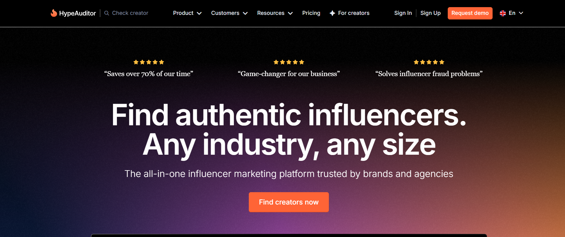 HypeAuditor’s Landing Page