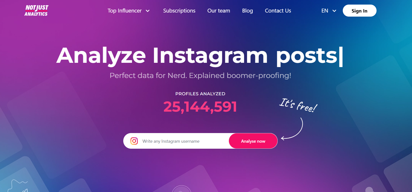 Not Just Analytics Landing Page