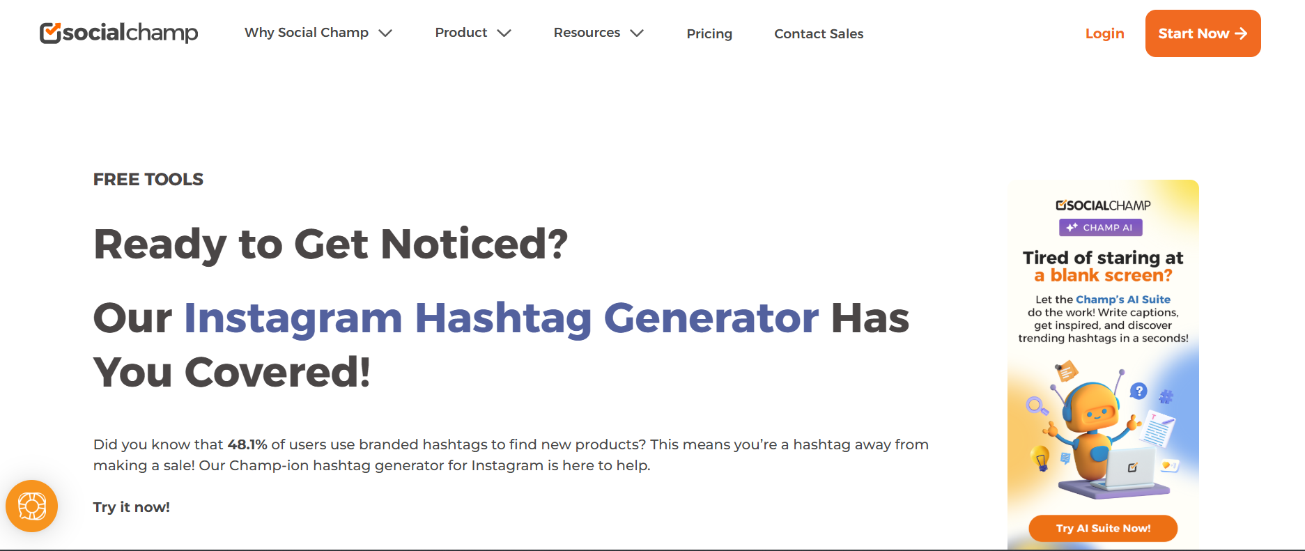 Social Champ’s Free Instagram Hashtag Generator