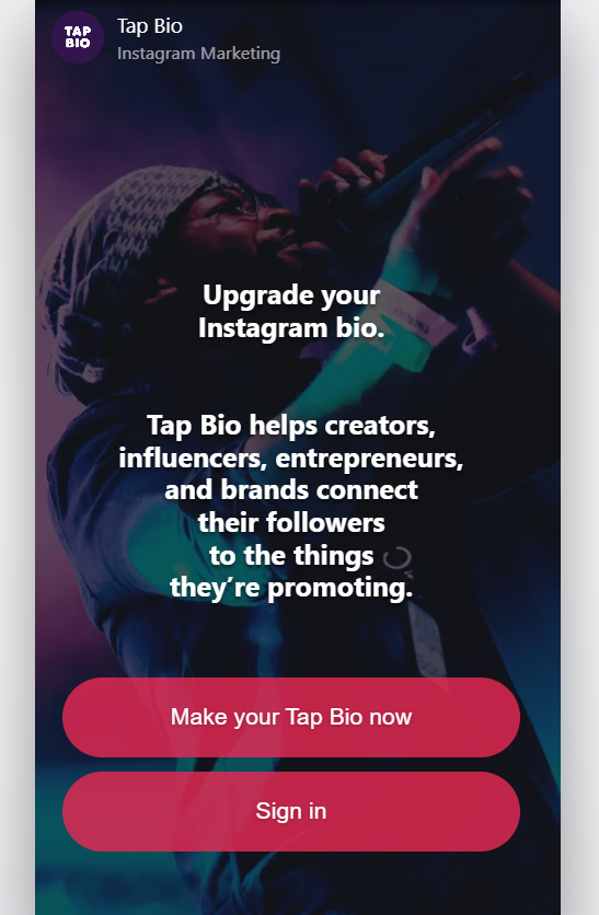 Tap.bio’s Landing Page