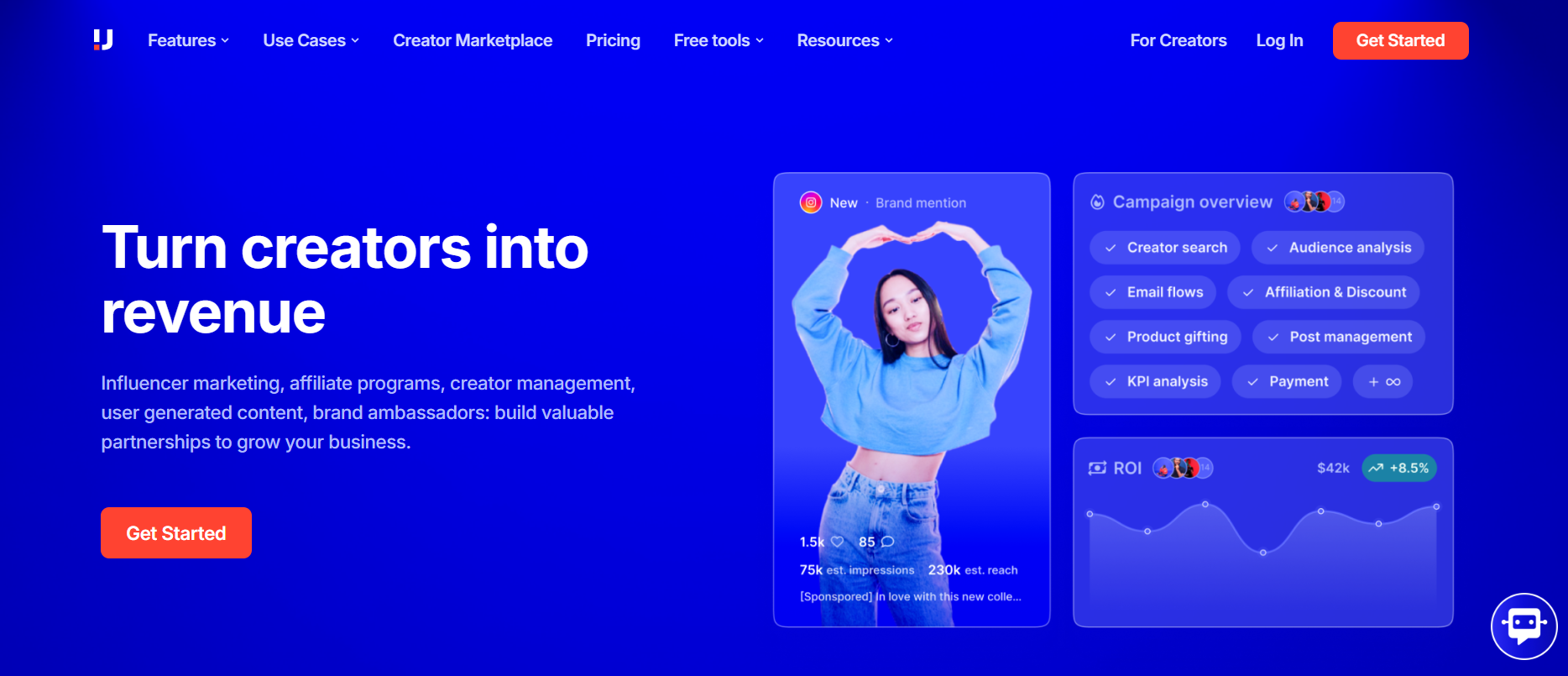 Upfluence’s Homepage