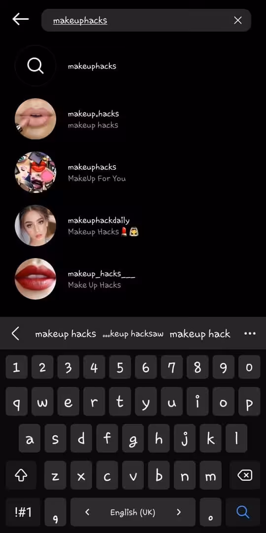 Search box, Instagram 