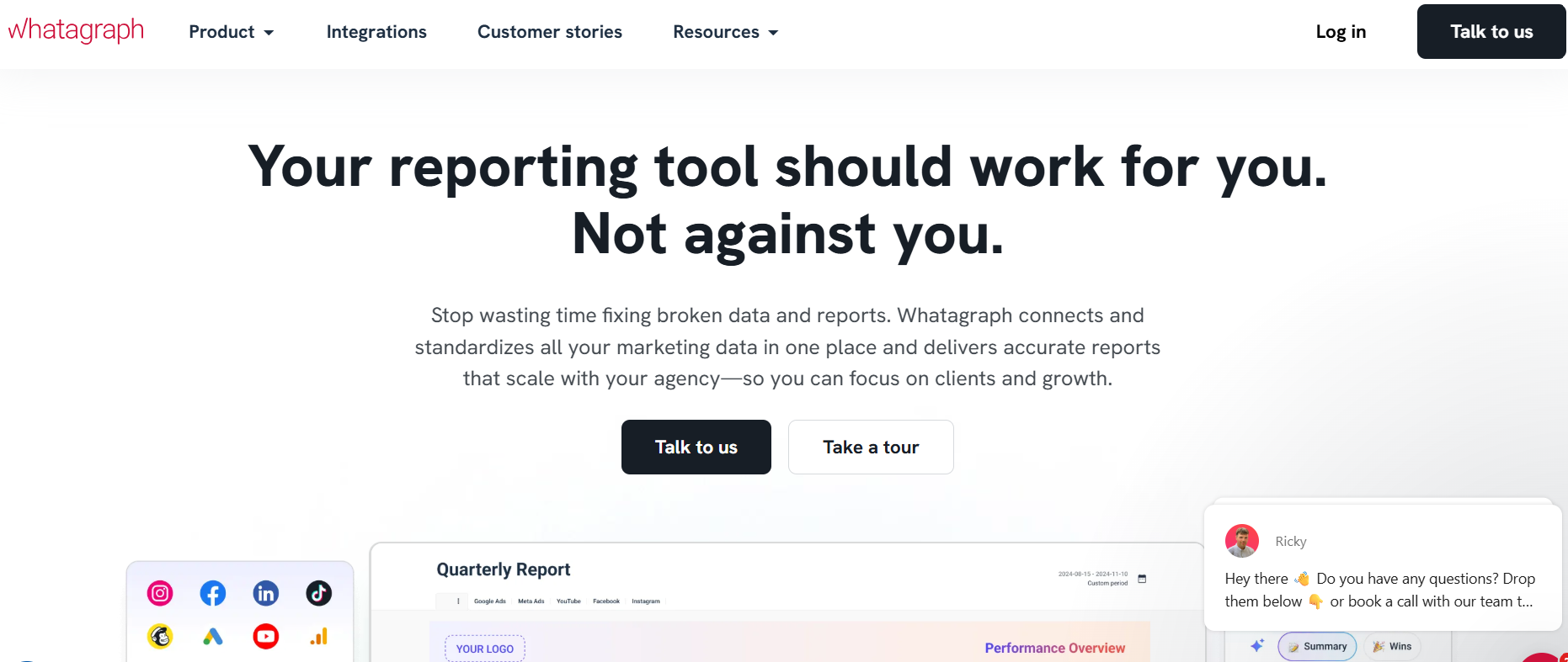 Whatagraph’s Landing Page