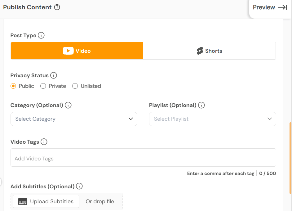 Set Privacy and Video Tags