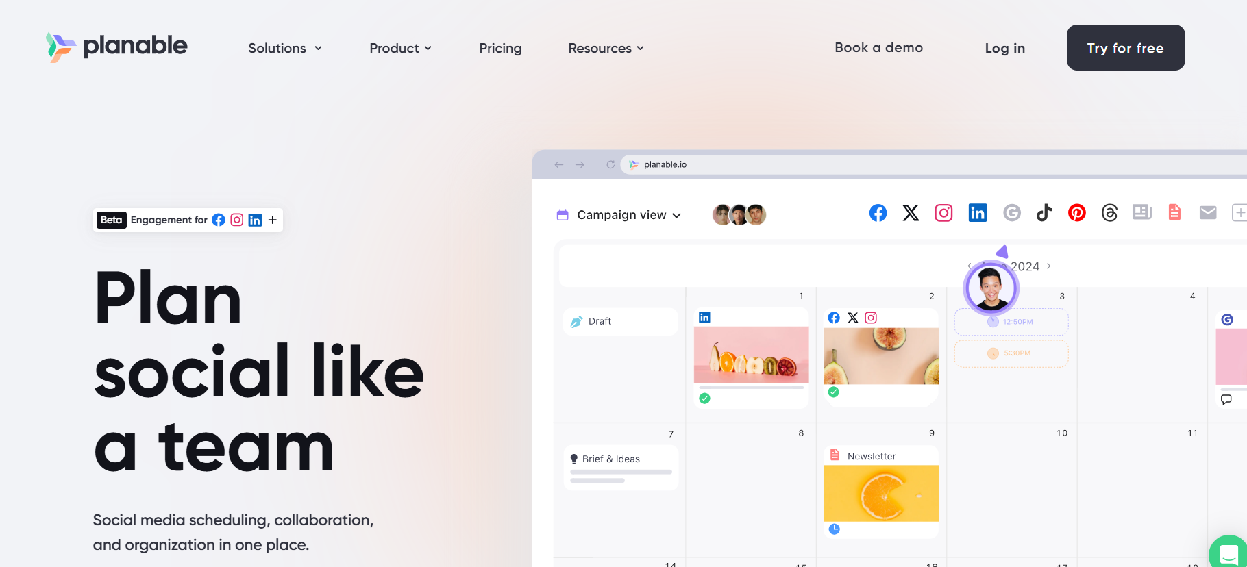 Planable’s Landing Page