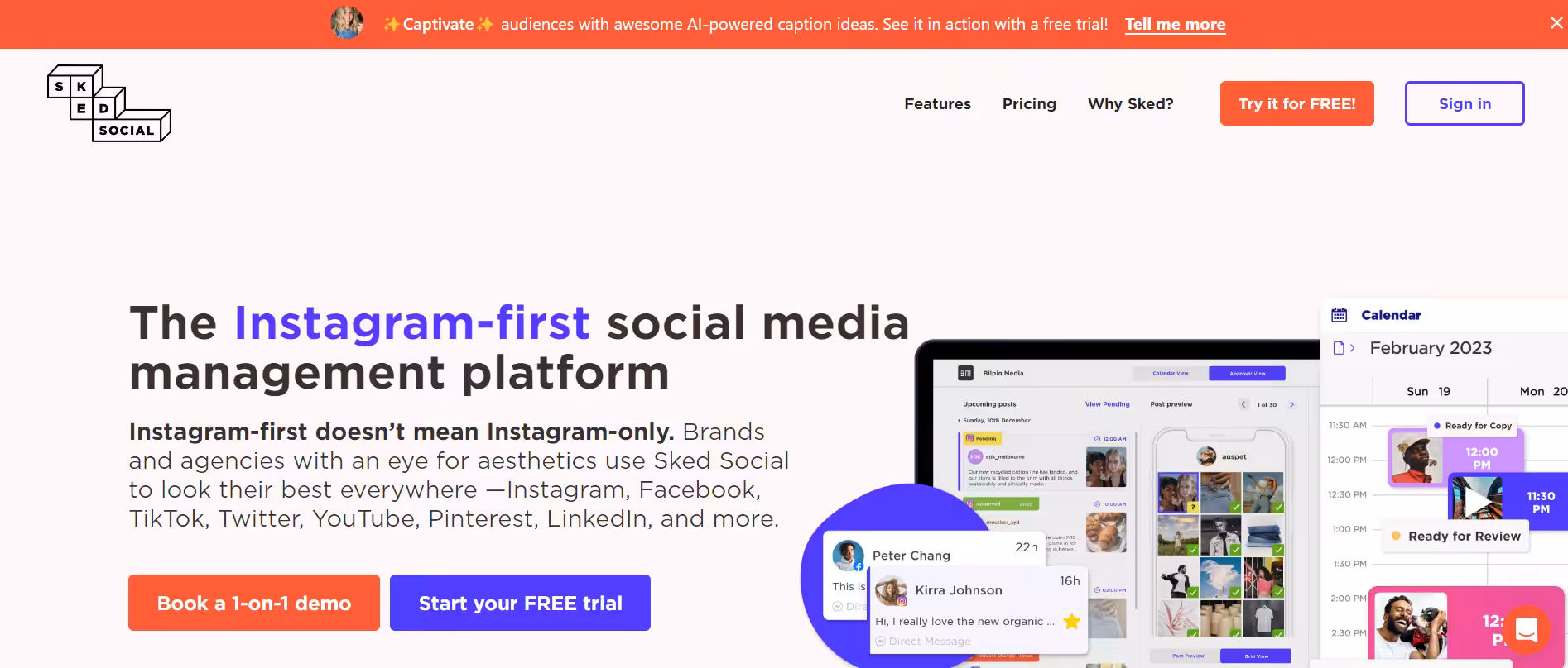 How Instagram Planners Can Transform Your Feed Aesthetics in 2026 18 SkedSocial's Landing Page
