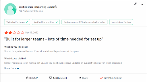 Sprout Social Reviews 2026: Feature Limitations 8 Sprout social G2 review