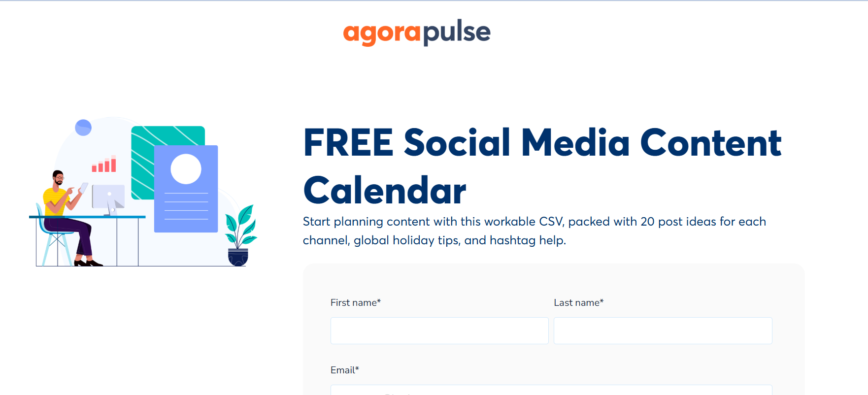 Agorapulse Social Media Calendar Landing Page