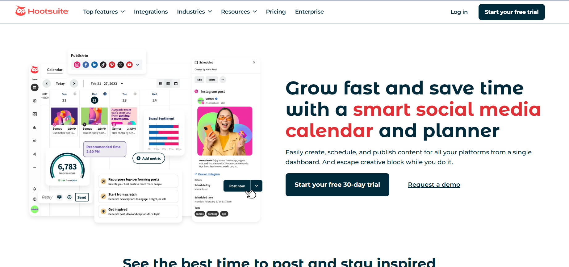 Hootsuite's Landing Page