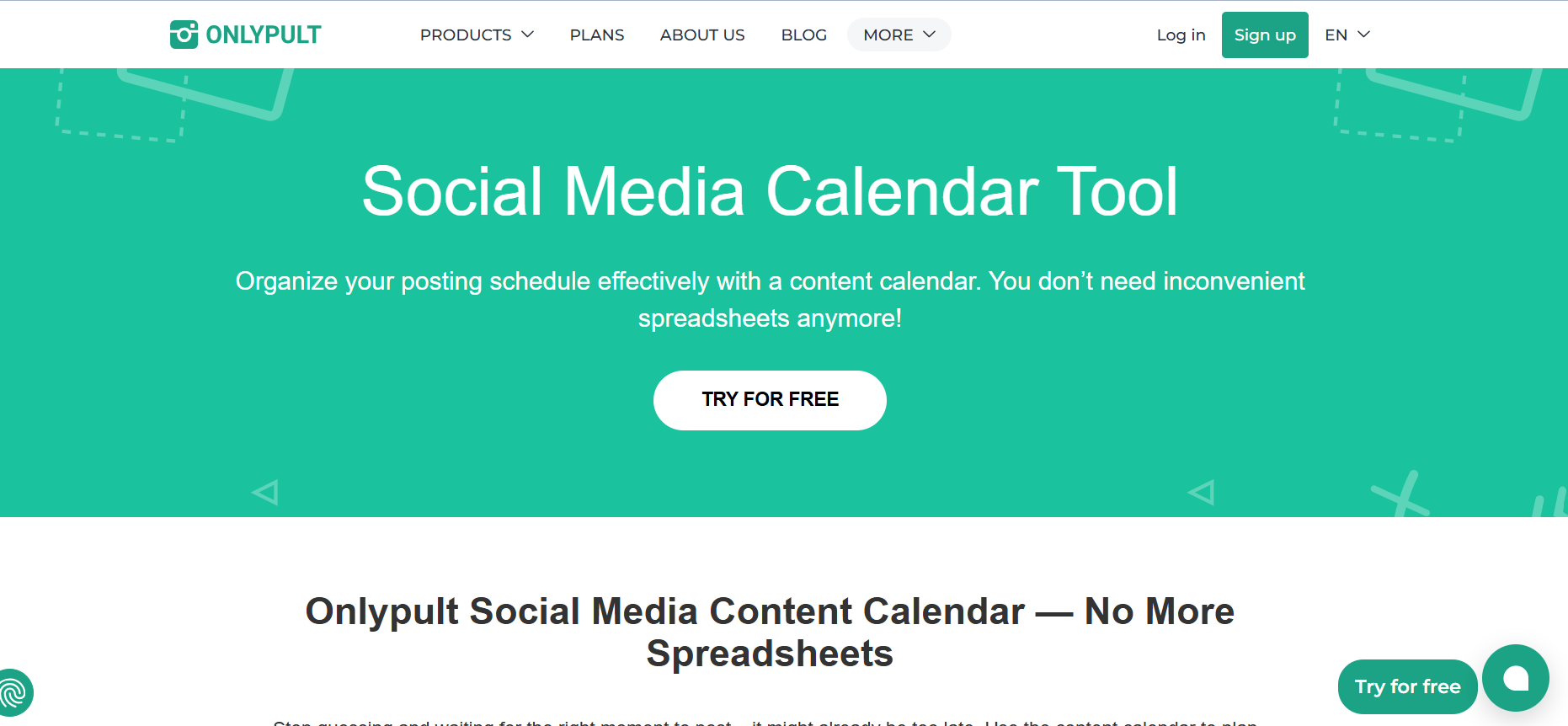 Onlypult Social Media Calendar Landing Page