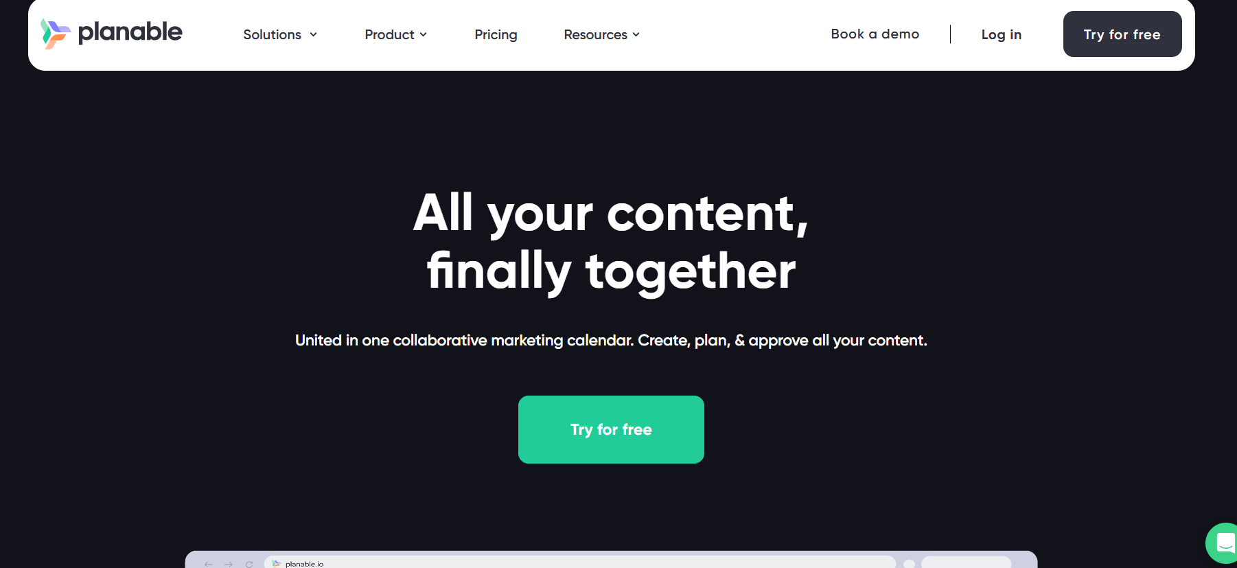 Planable Social Media Calender Homepage
