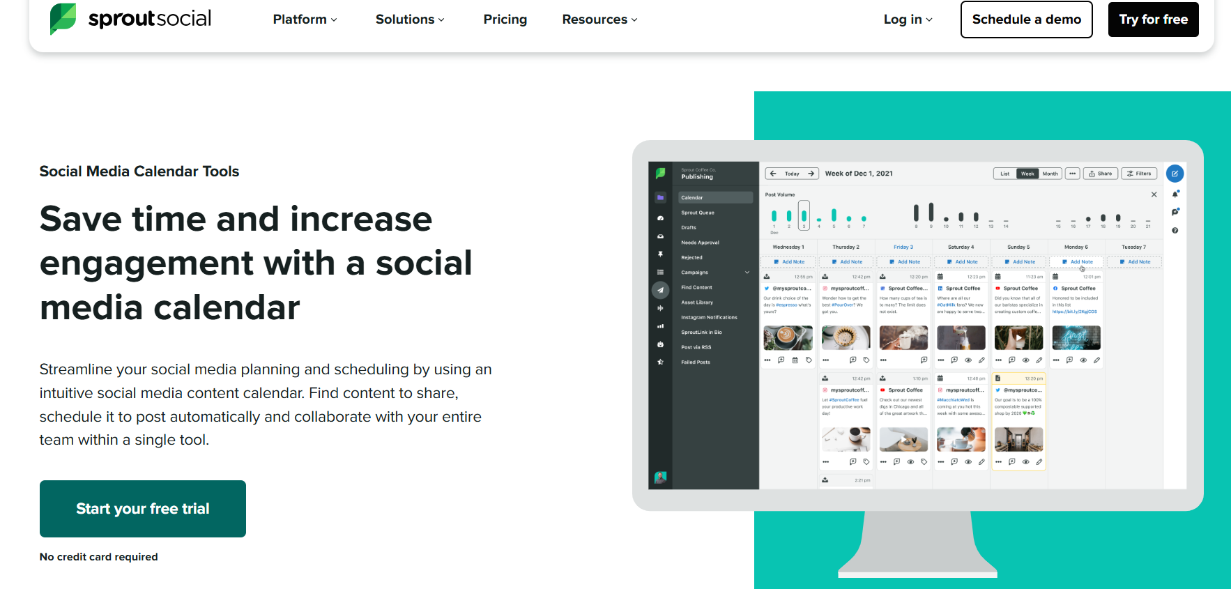 Sprout Social Social Media Calendar Landing Page