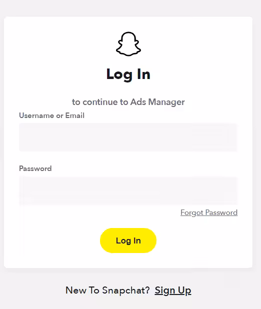 Ads Manager Login Snapchat for Business