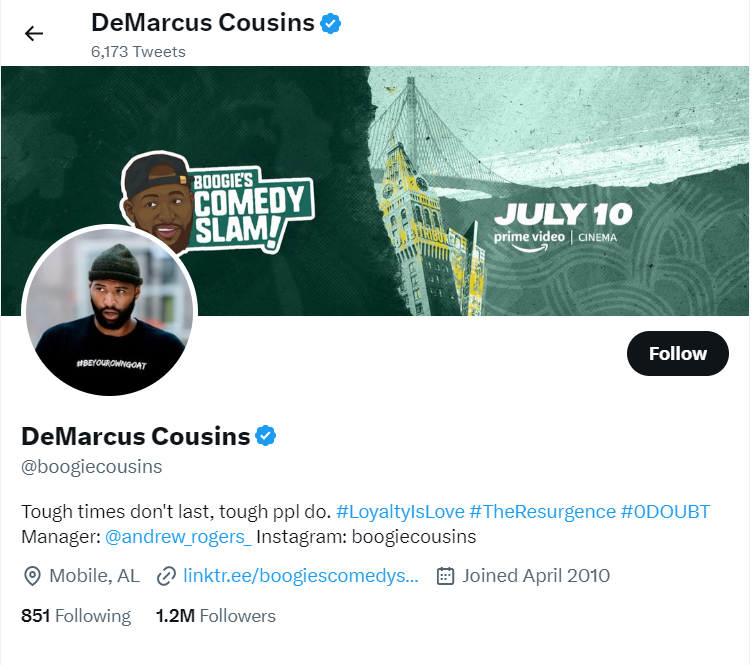 400+ Twitter Bio Ideas: Examples & Tips for Writing a Twitter Bio 12 DeMarcus Cousins