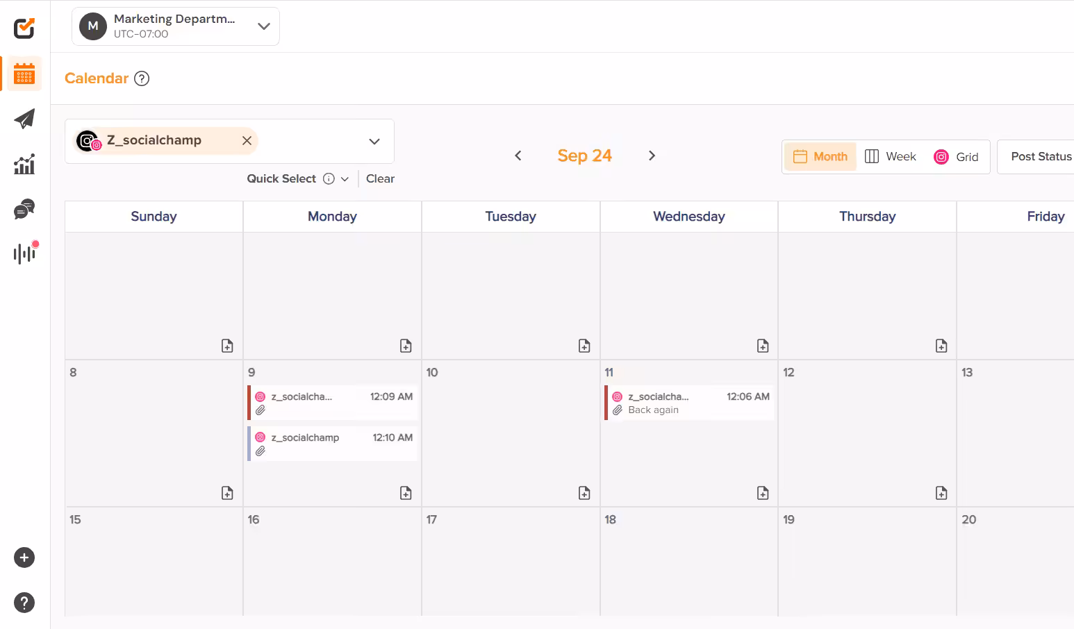 Design Your Instagram Grid Like a Pro in 2026: Tips, Tools, & Ideas 10 Social media content calendar on Social Champ