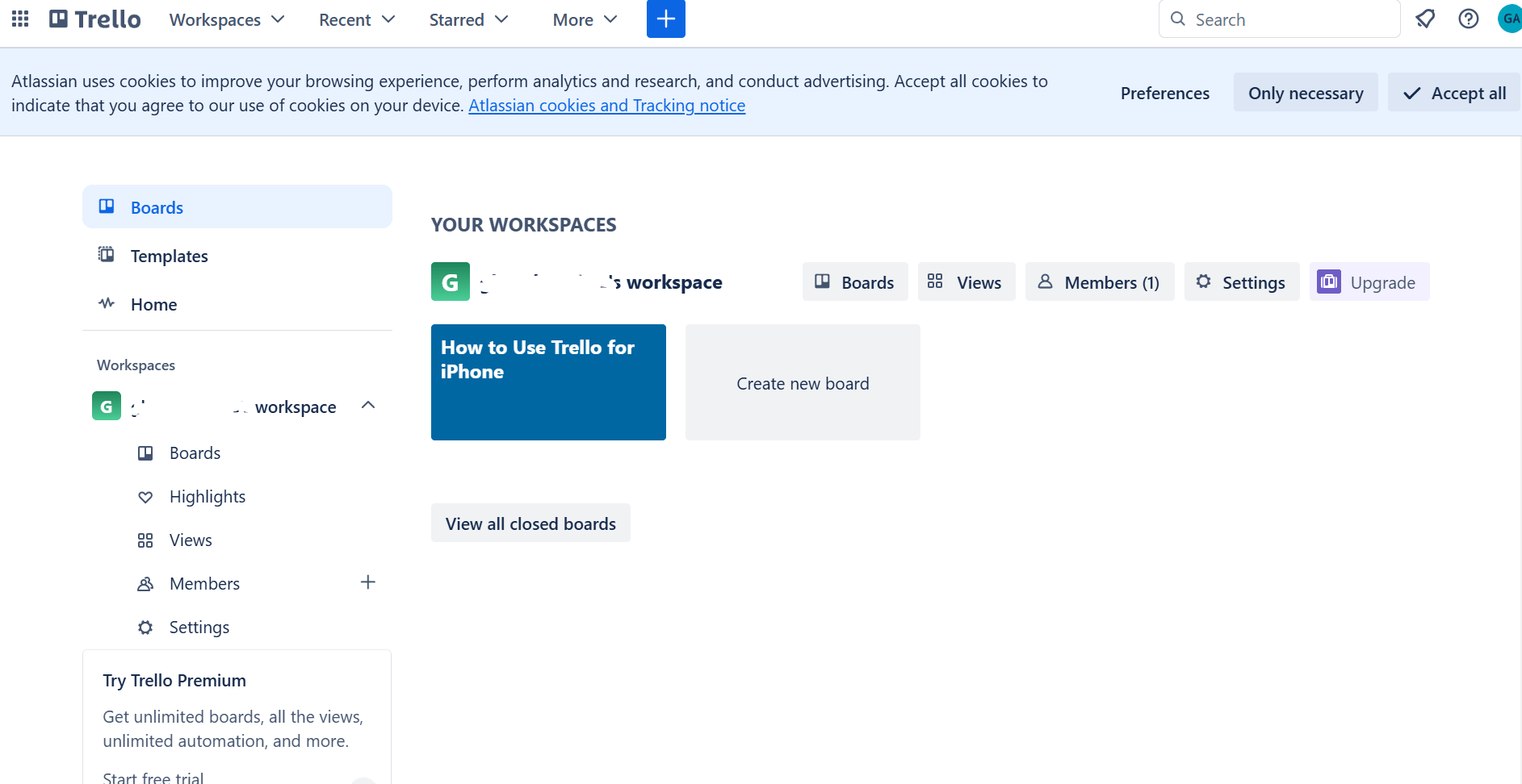 Trello's Dashboard