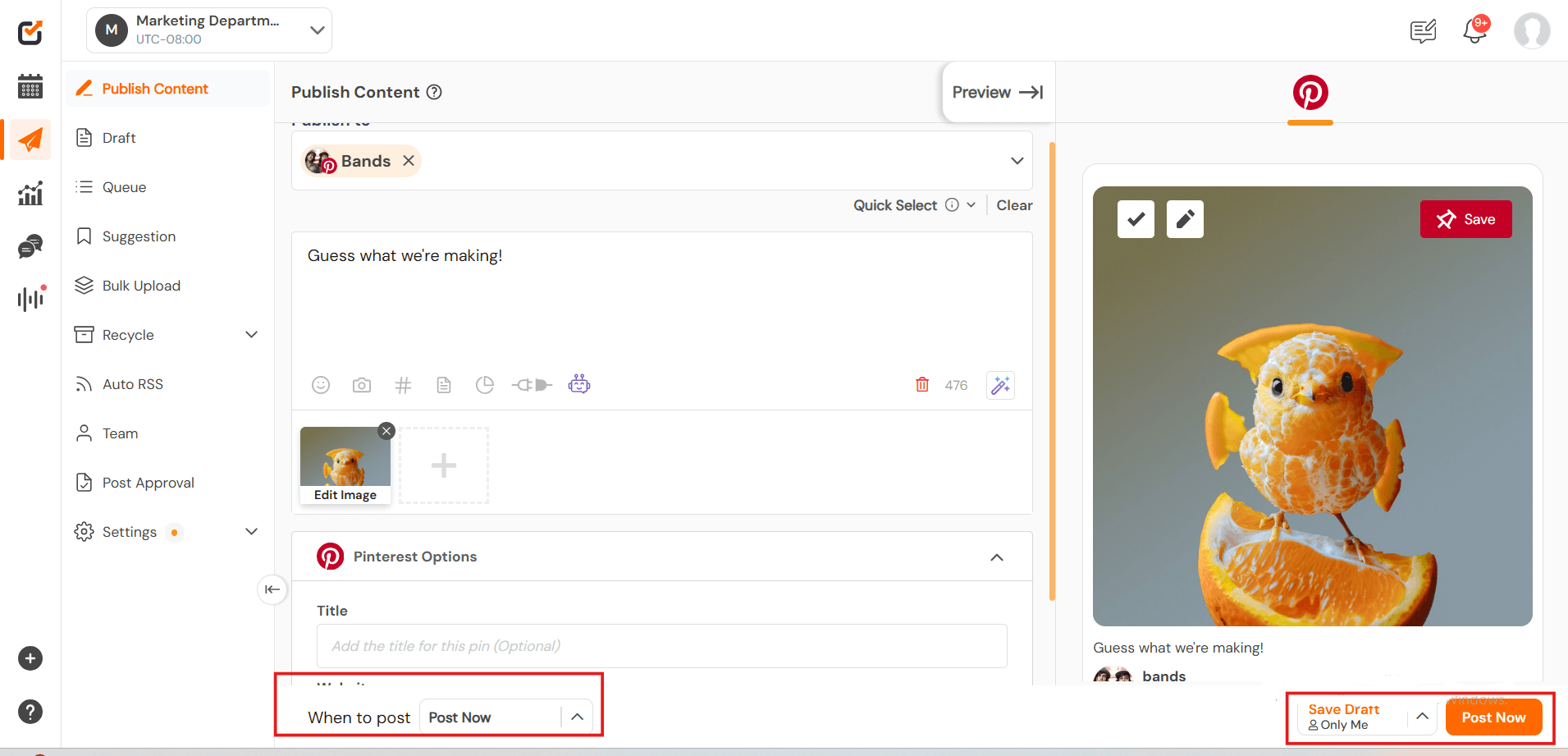 Create Post for Pinterest