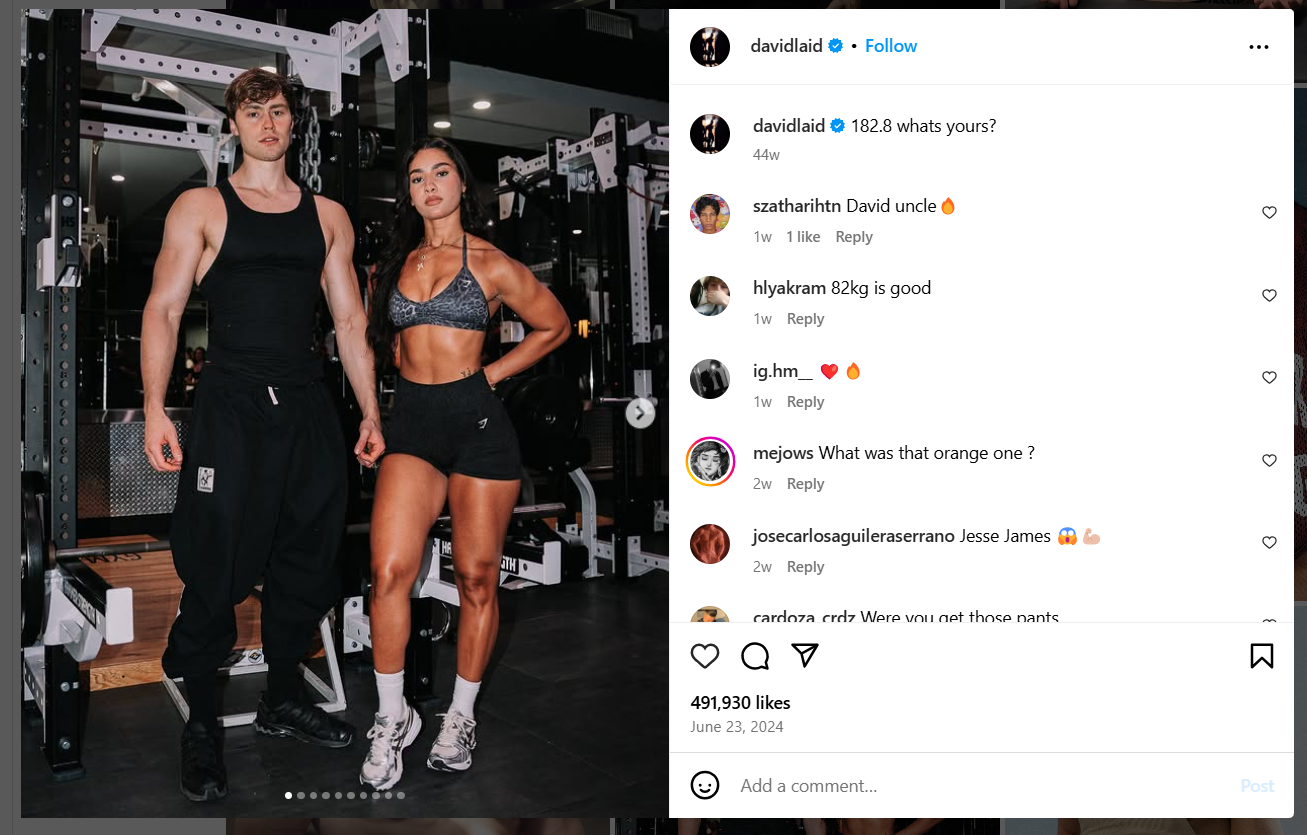 fitness related post on instagram
