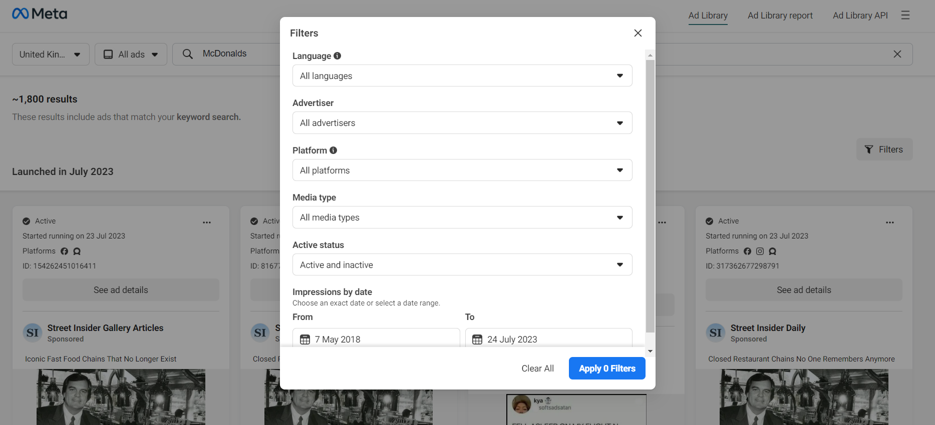 Facebook Ads Library: An Ideal Way to Monitor Competitors 10 Apply Filters - Facebook Ads Library