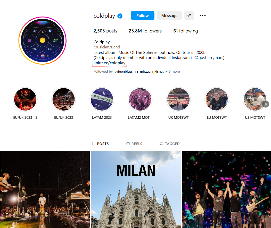 100+ Instagram Bio Ideas With Tips & Tricks in 2026 11 coldplay